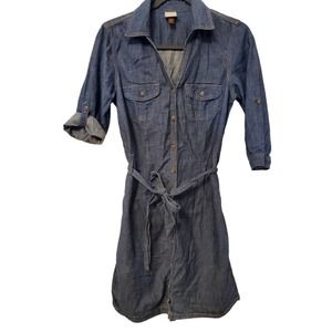 Sonoma Button Down Front Tie Ladies Denim Dress